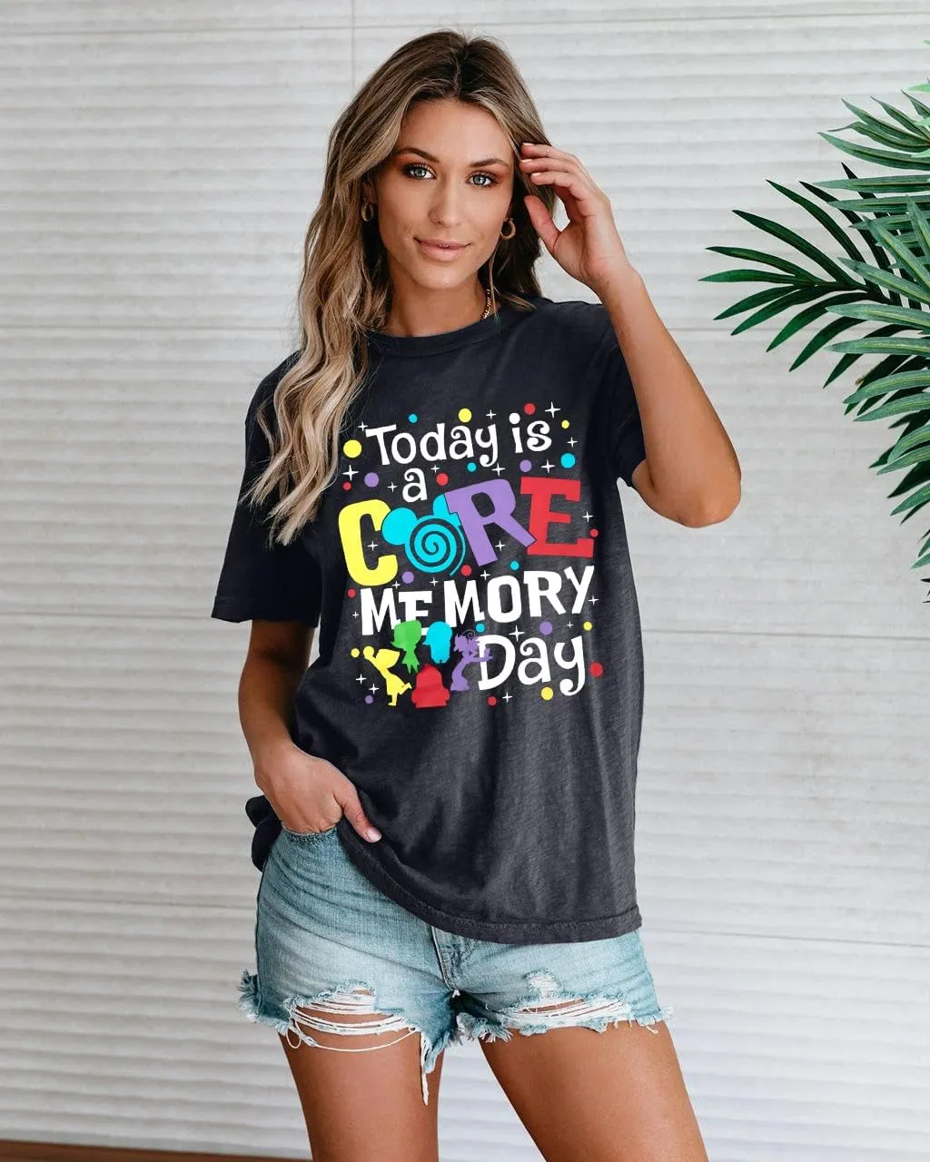 Magical Shirt for Women Funny Today is A Core Memory Day Letter Print T Shirts Cute Family Vacation Graphic Tee Tops