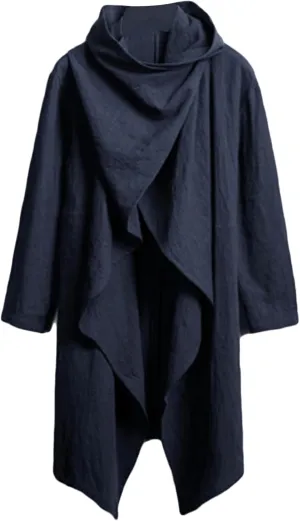 Maiyifu-GJ Men Lightweight Casual Cape Cloak Long Length Irregular Hem Pullover Overcoat Hip Hop Slim Poncho Sweatshirt Coat