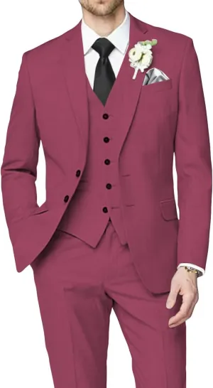 Man's 3 Piece Suit Linen Slim Fit Tuxedo Casual Wedding Beach Dinner Prom Blazer Jacket Vest Pants Suit Set