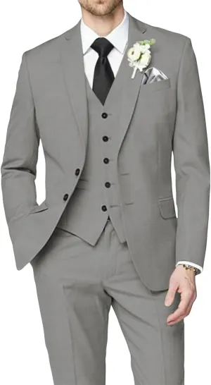 Man's 3 Piece Suit Linen Slim Fit Tuxedo Casual Wedding Beach Dinner Prom Blazer Jacket Vest Pants Suit Set