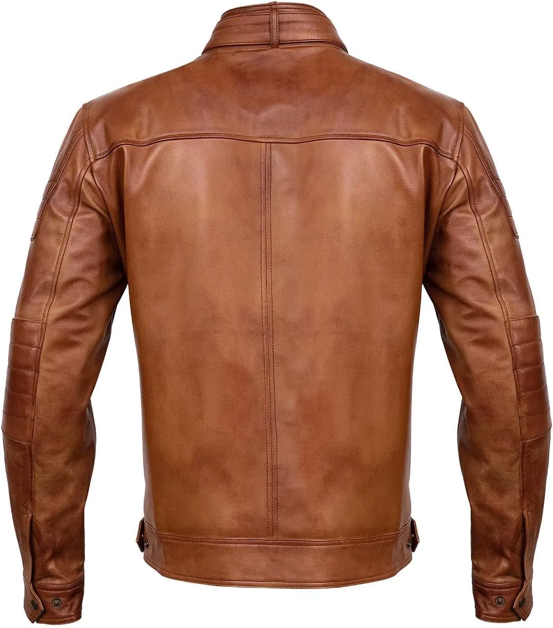 Men Cafe Racer Motorcycle Style Solid Color Leather Jacket Slim Fit Motorcycle Brown Leather Jacket Moto Rider Cafe Racer
