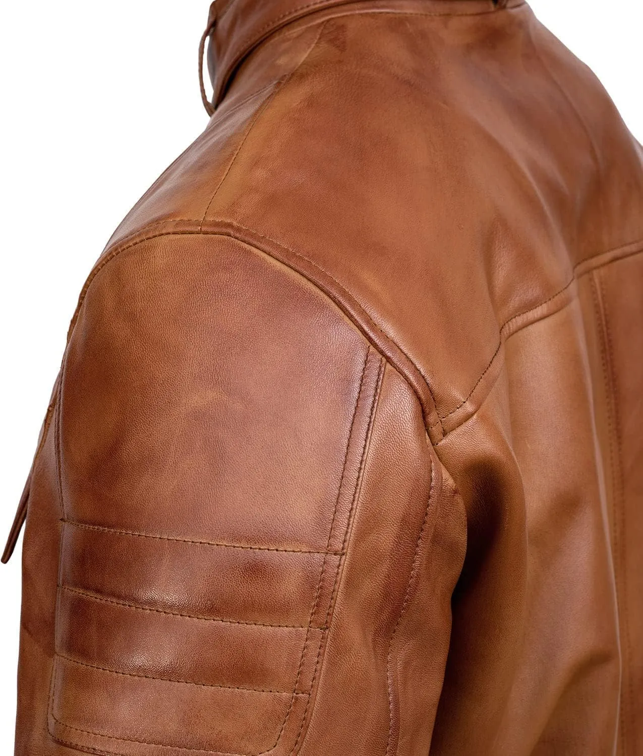 Men Cafe Racer Motorcycle Style Solid Color Leather Jacket Slim Fit Motorcycle Brown Leather Jacket Moto Rider Cafe Racer