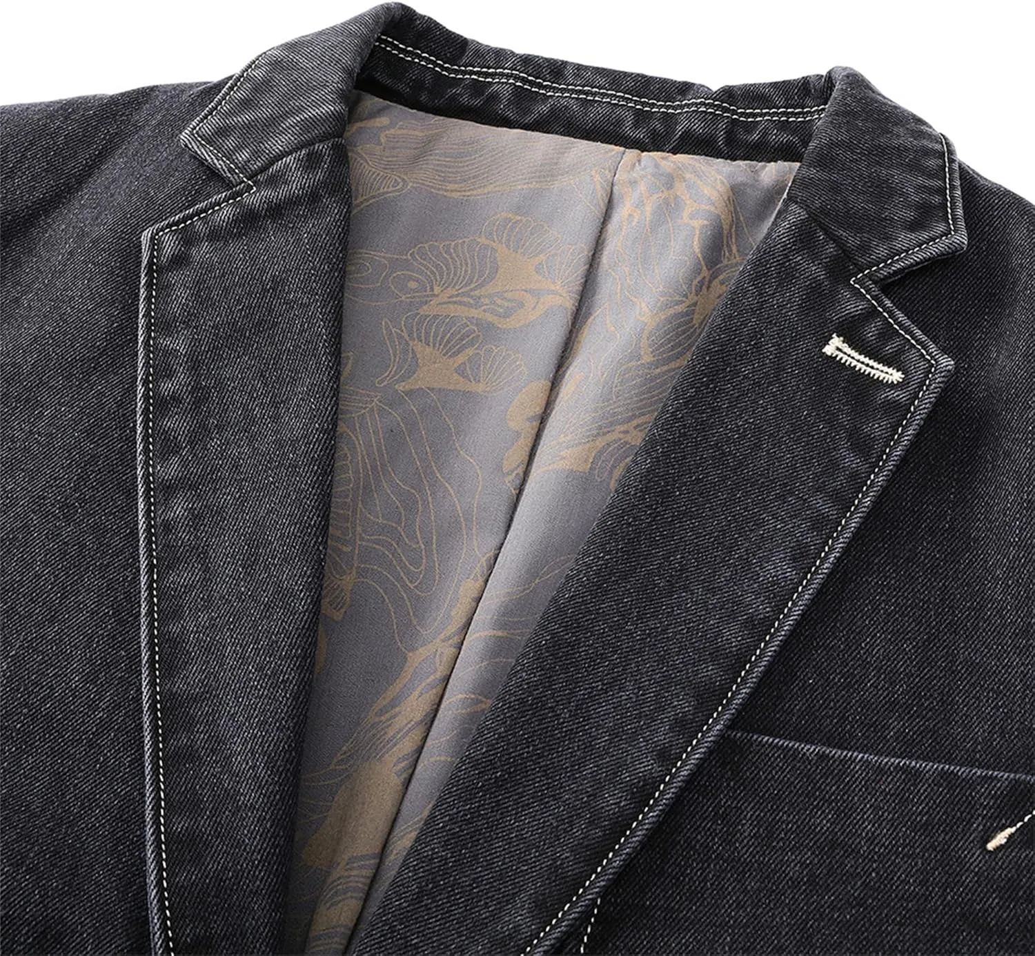 Men Casual Denim Suit Blazer 2 Button Business Vintage Jean Suit Jacket Cowboy Travel Blazer Sport Coat