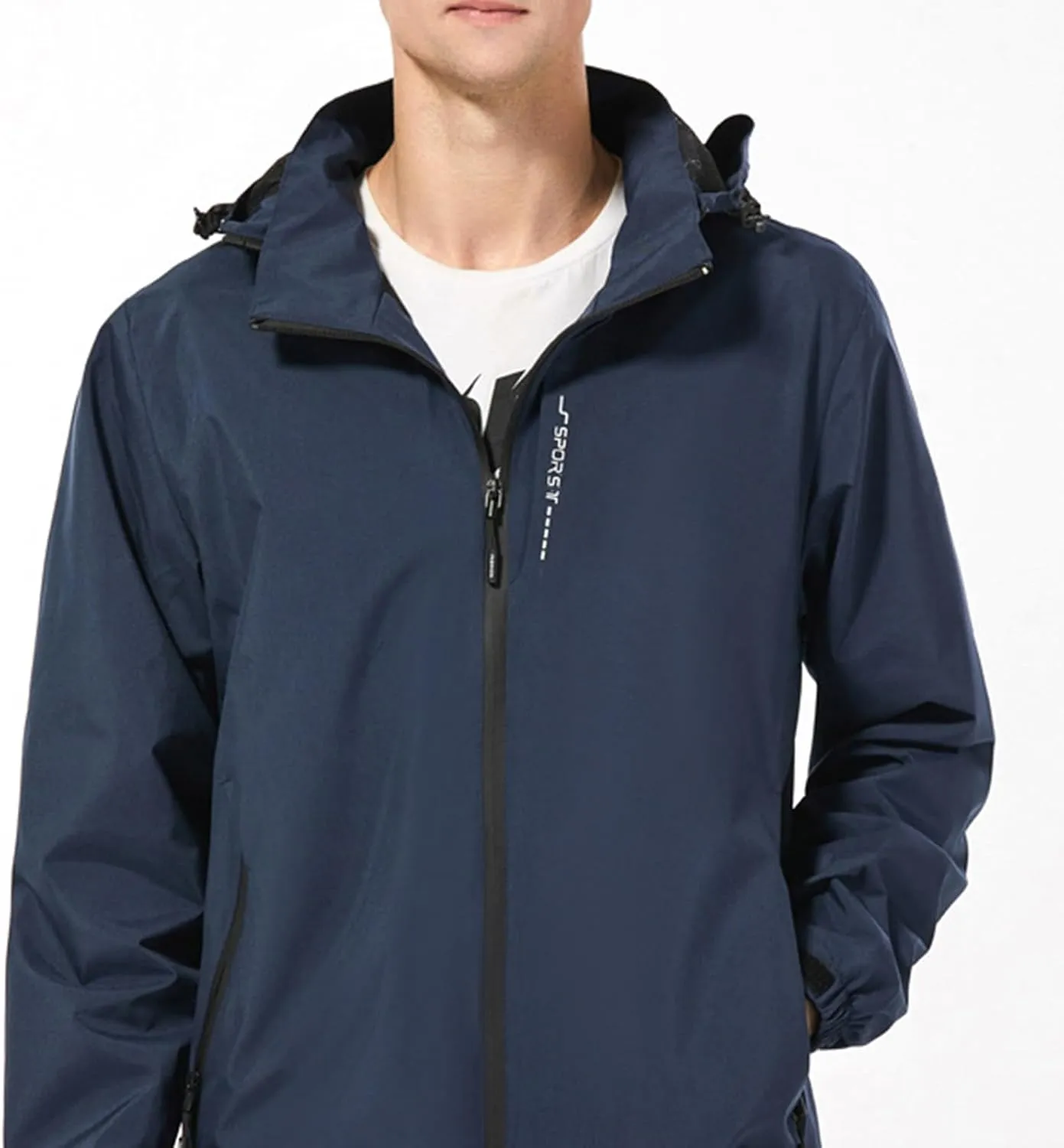 Men Waterproof Rain Jacket Outdoor Windbreaker Lightweight Running Hooded Trench Fashion Softshell Cycling Raincoat