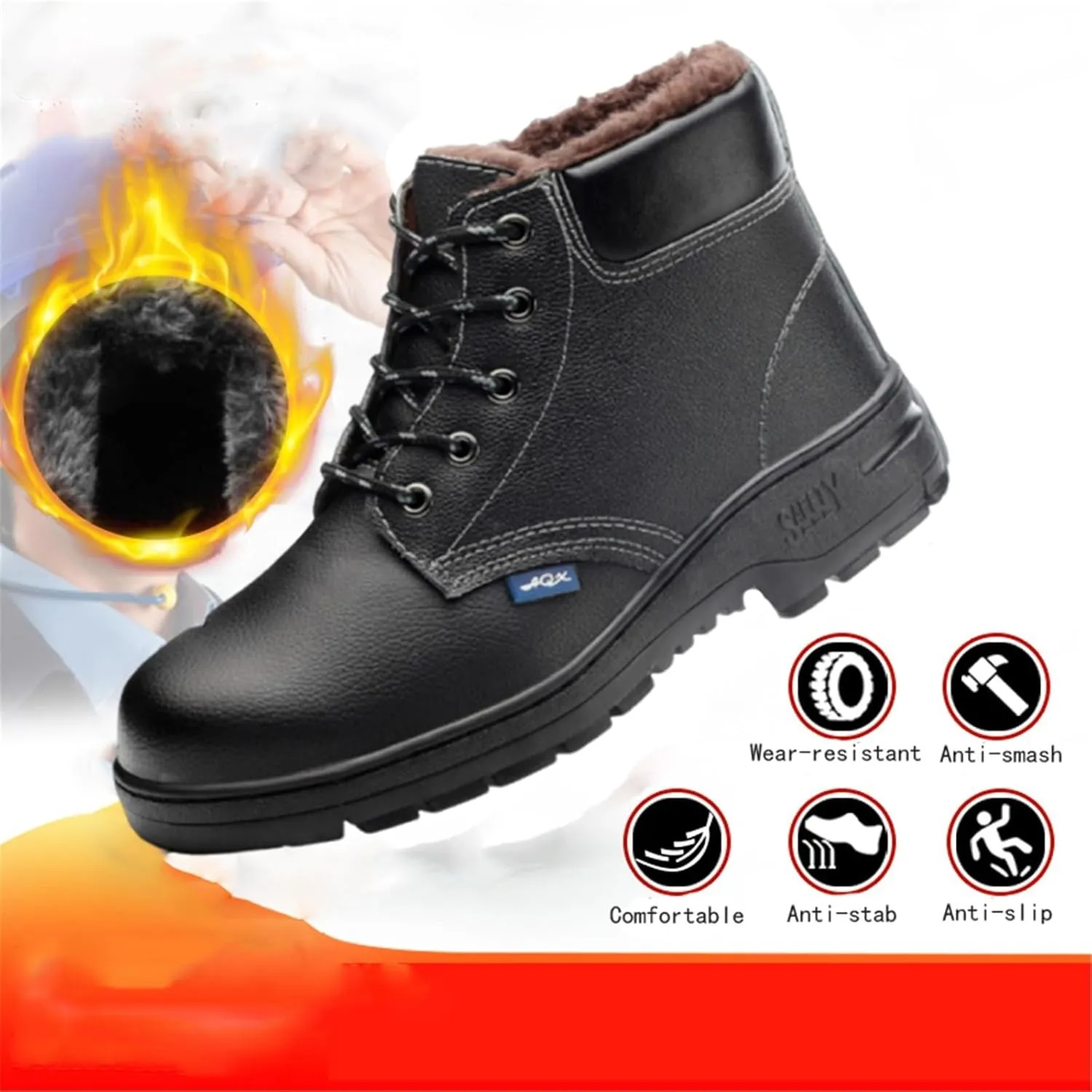 Men Work and Safety Boots Construction Shoes, Men's Winter Warm Steel Safety Toe Puncture Resistant Waterproof Industrial Work Boot, Indestructible Breathable High Top Military Boots