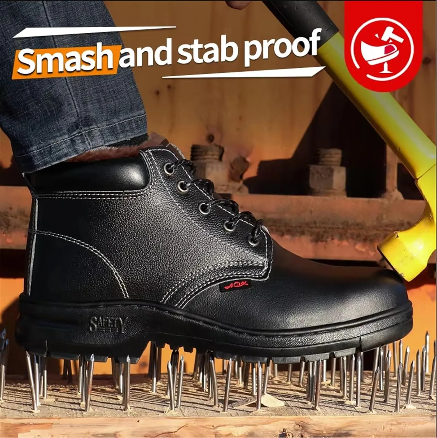 Men Work and Safety Boots Construction Shoes, Men's Winter Warm Steel Safety Toe Puncture Resistant Waterproof Industrial Work Boot, Indestructible Breathable High Top Military Boots