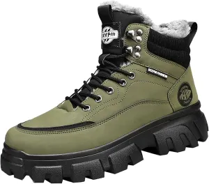 Men Work Boots Soft Toe Hiking Sneakers with Warm Fur Lining Women's Workout Shoes Non-Slip Winter Outdoor Botas Waterproof Non Slip Hike Grounded Footwear