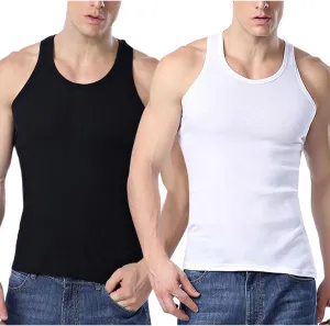 Men's 2 Pack Tank Top Undershirts, Workout Fitness Sleeveless T Shirts Gym Muscle Tee Bodybuilding Athletic Tops