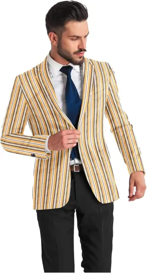 Men's Blazer 2 Button Long Sleeve Printed Regular Fit Suit Jacket Business Lightweight Casual Sport Coat
