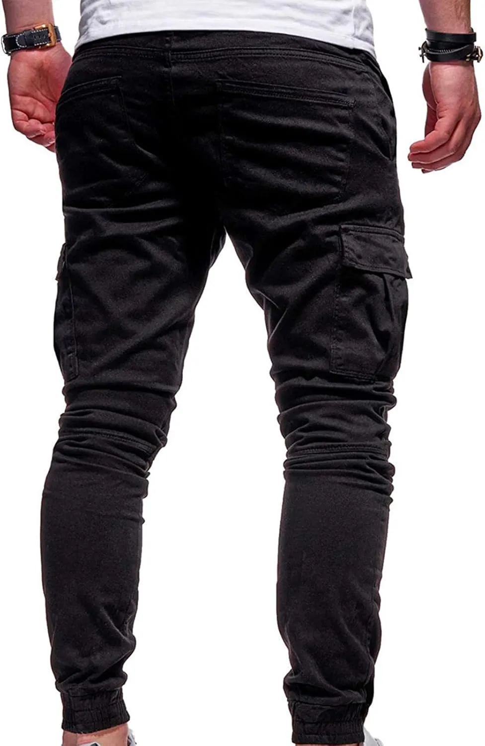 Mens Cargo Jogger Pants Slim Fit Stretch Joggers Sweatpants Casual Drawstring Hiking Pants with Multi-Pockets