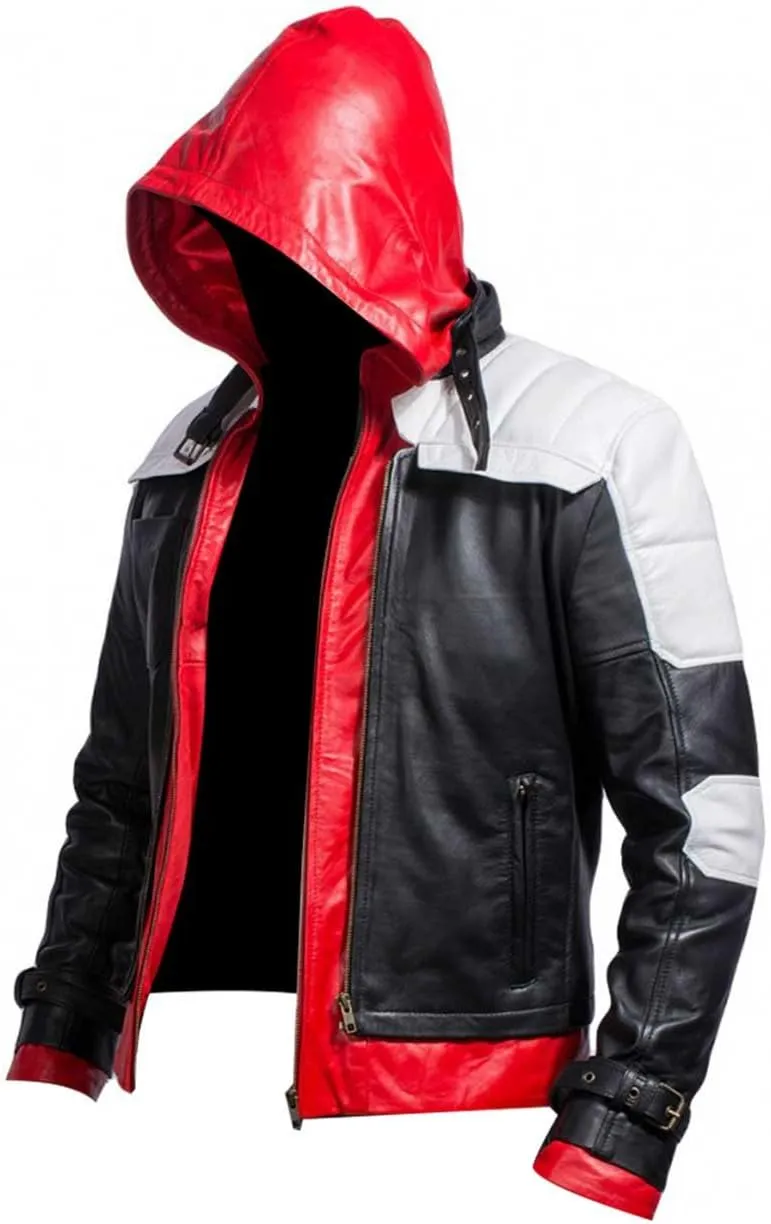 Mens Cosplay Costume Jacket Hooded Style Faux Leather Motorcycle Jacket