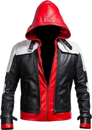 Mens Cosplay Costume Jacket Hooded Style Faux Leather Motorcycle Jacket