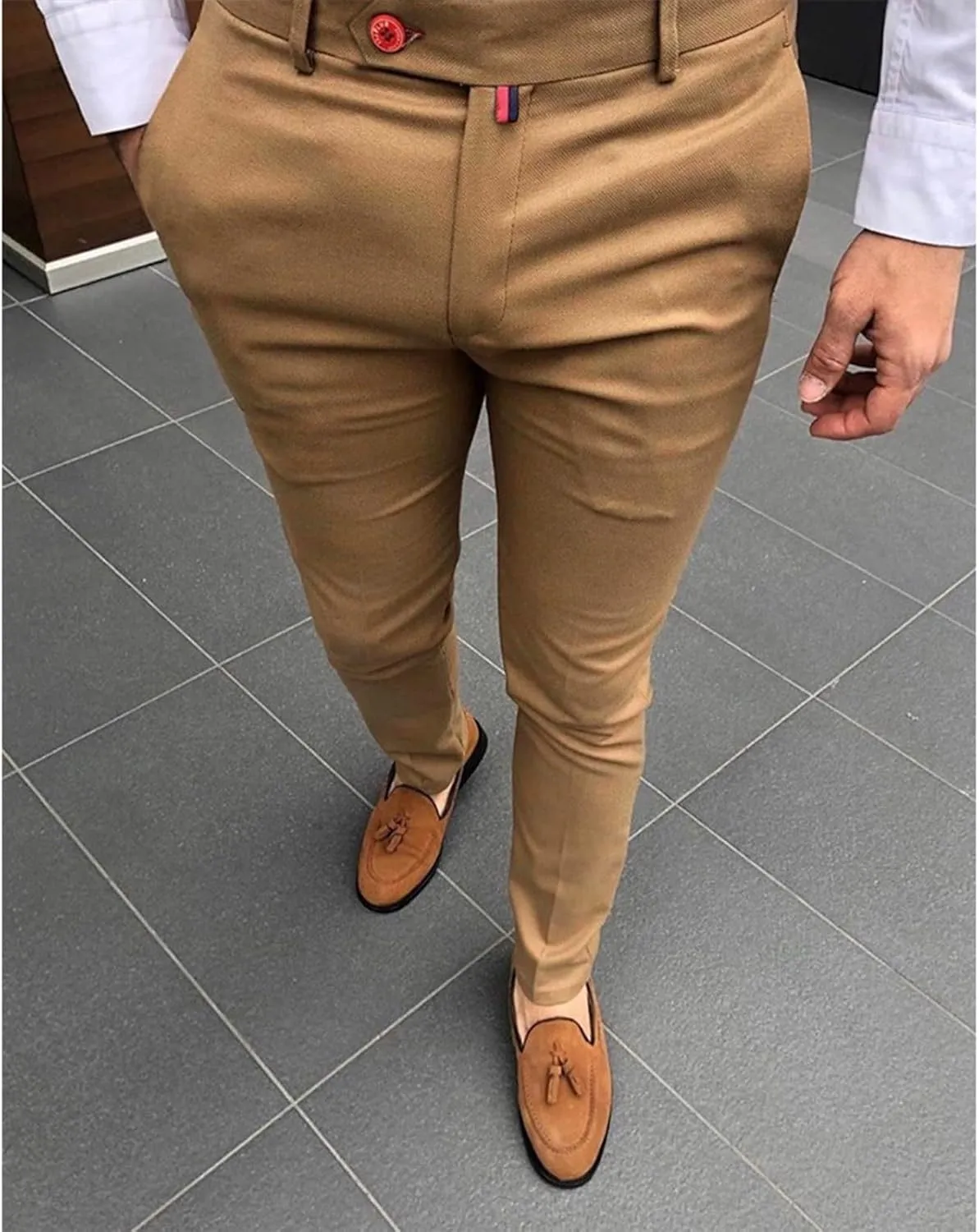 Men's Dress Pants Fashion Stretch Skinny Slim Fit Regular Fit Business Chino Pants Casual Fashion Golf Pencil Pants
