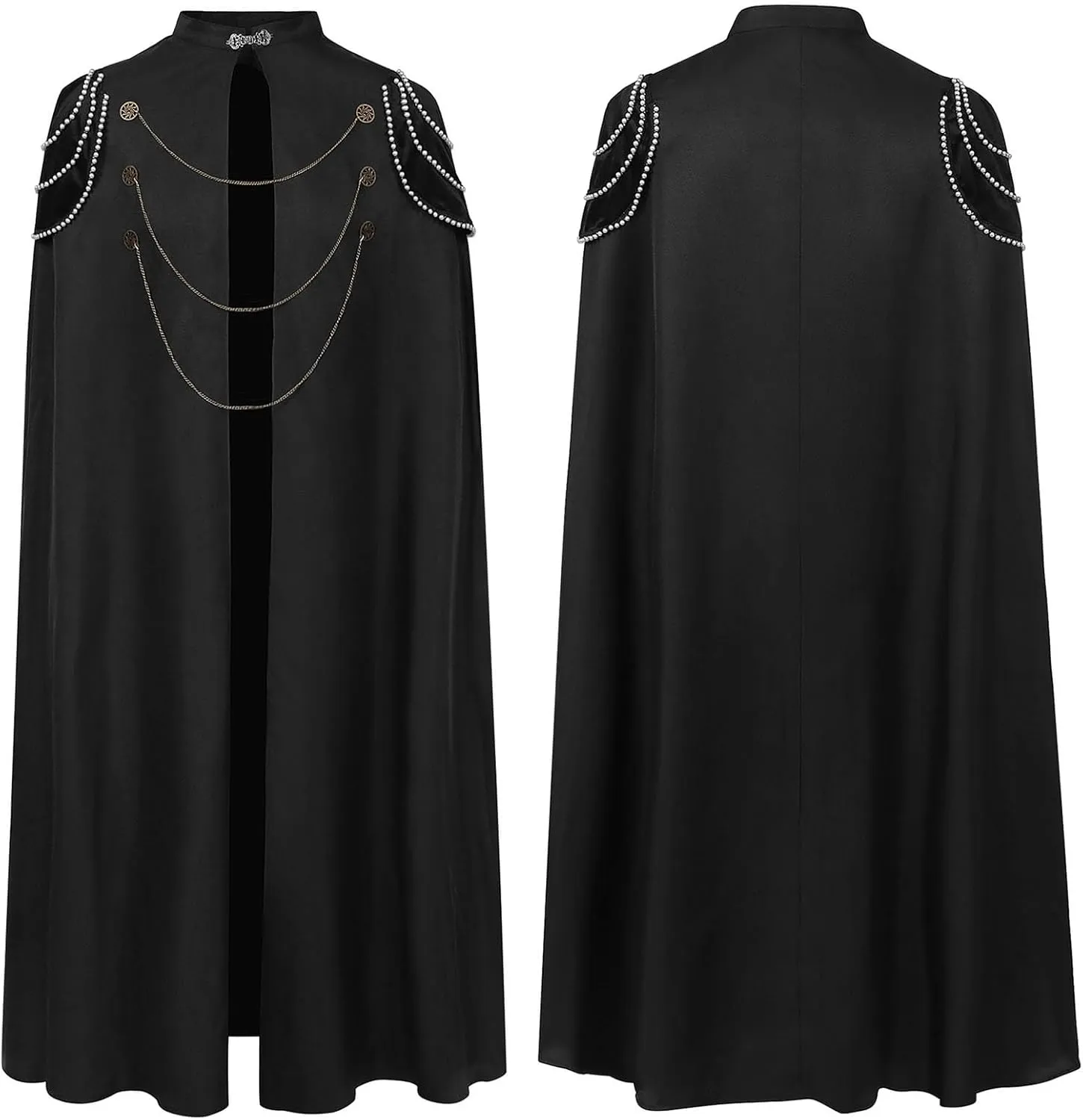 Mens Gothic Steampunk Cloak Long Cloaks Zipper Victorian Costume Vintage Medieval Cloak Cape Adult Knight Long Cape