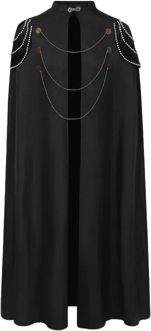 Mens Gothic Steampunk Cloak Long Cloaks Zipper Victorian Costume Vintage Medieval Cloak Cape Adult Knight Long Cape