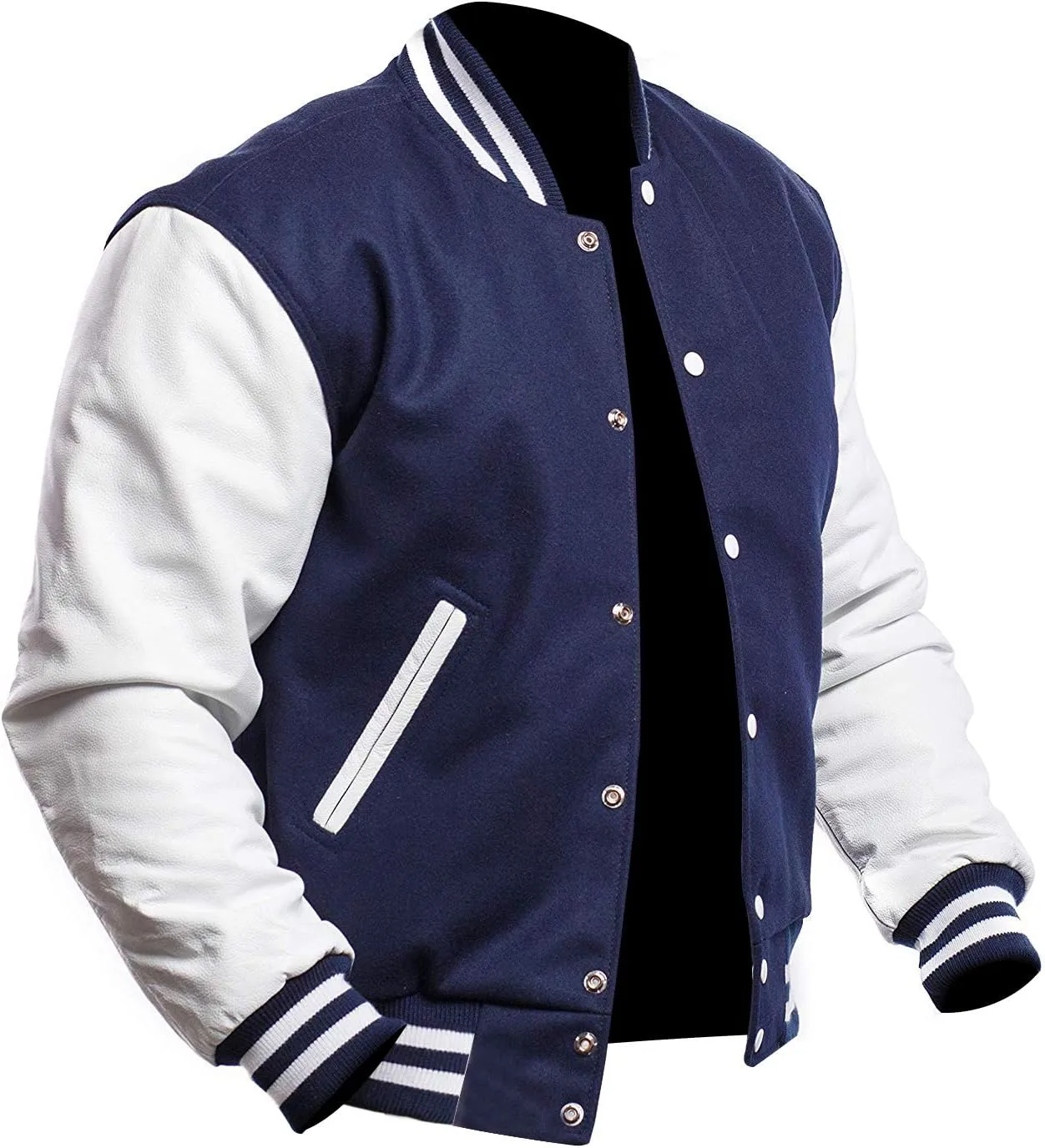 Mens Letterman Black Varsity Jacket - Black School Teen College Bomber Jacket
