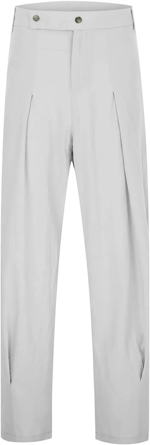 Mens Linen Harem Drawstring Pants, Casual Elastic Waist Lightweight Hippie Loose Wide Leg Pants with Pocket