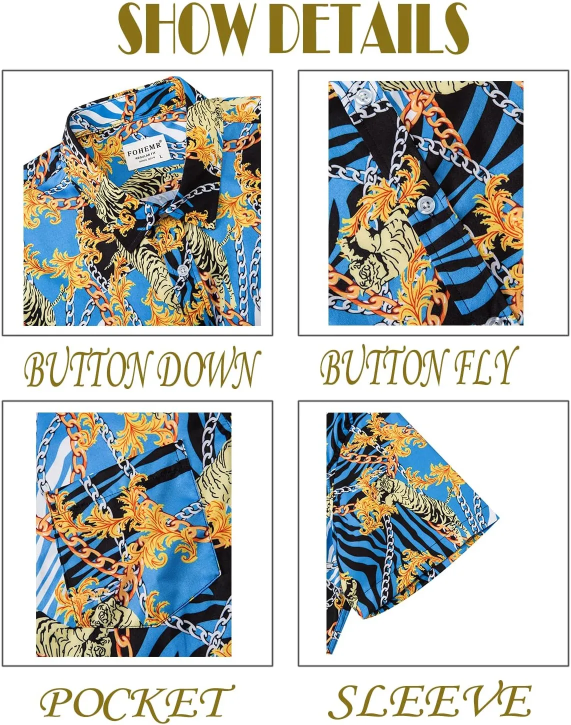 Mens Luxury Outfit Set Black Gold Shirts And Shorts 2 Piece Tracksuit Set Baroque Button Down Suit with Bucket Hats