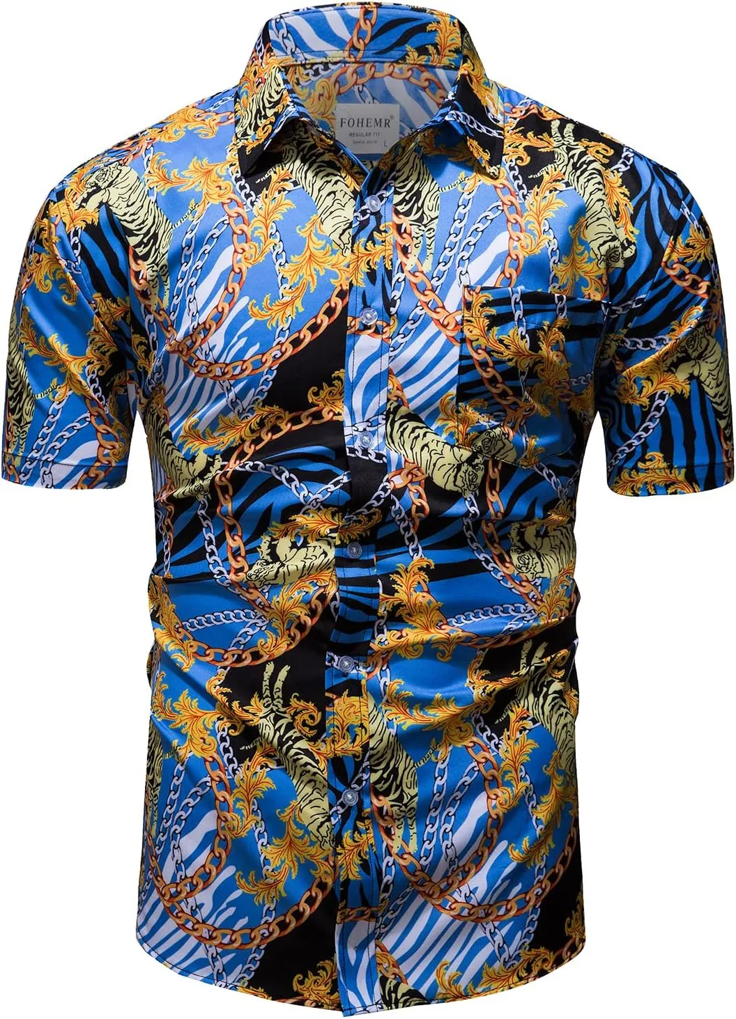 Mens Luxury Outfit Set Black Gold Shirts And Shorts 2 Piece Tracksuit Set Baroque Button Down Suit with Bucket Hats