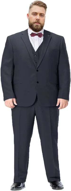 Men's Plus Size 3 Pieces Suit Big Tall Notch Lapel Two Buttons Wedding Tux Vest Pants