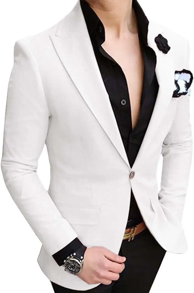 Men's Separate Jacket Slim Fit Formal Wedding Blazer One Button Single Breasted Sport Coat for Dinner, Prom(Only 1 Jacket)