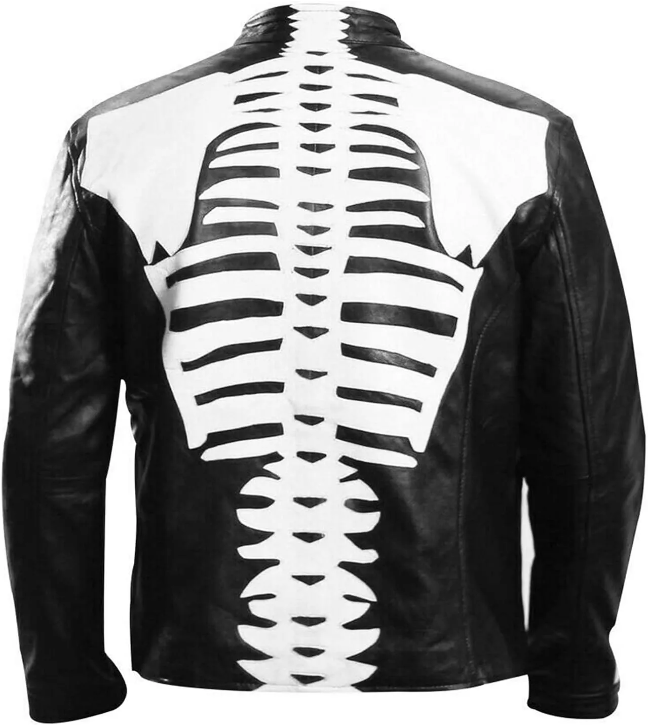 Mens Skull Skeleton Motorcycle Racing Biker Black Leather Jacket Costume Men Adult
