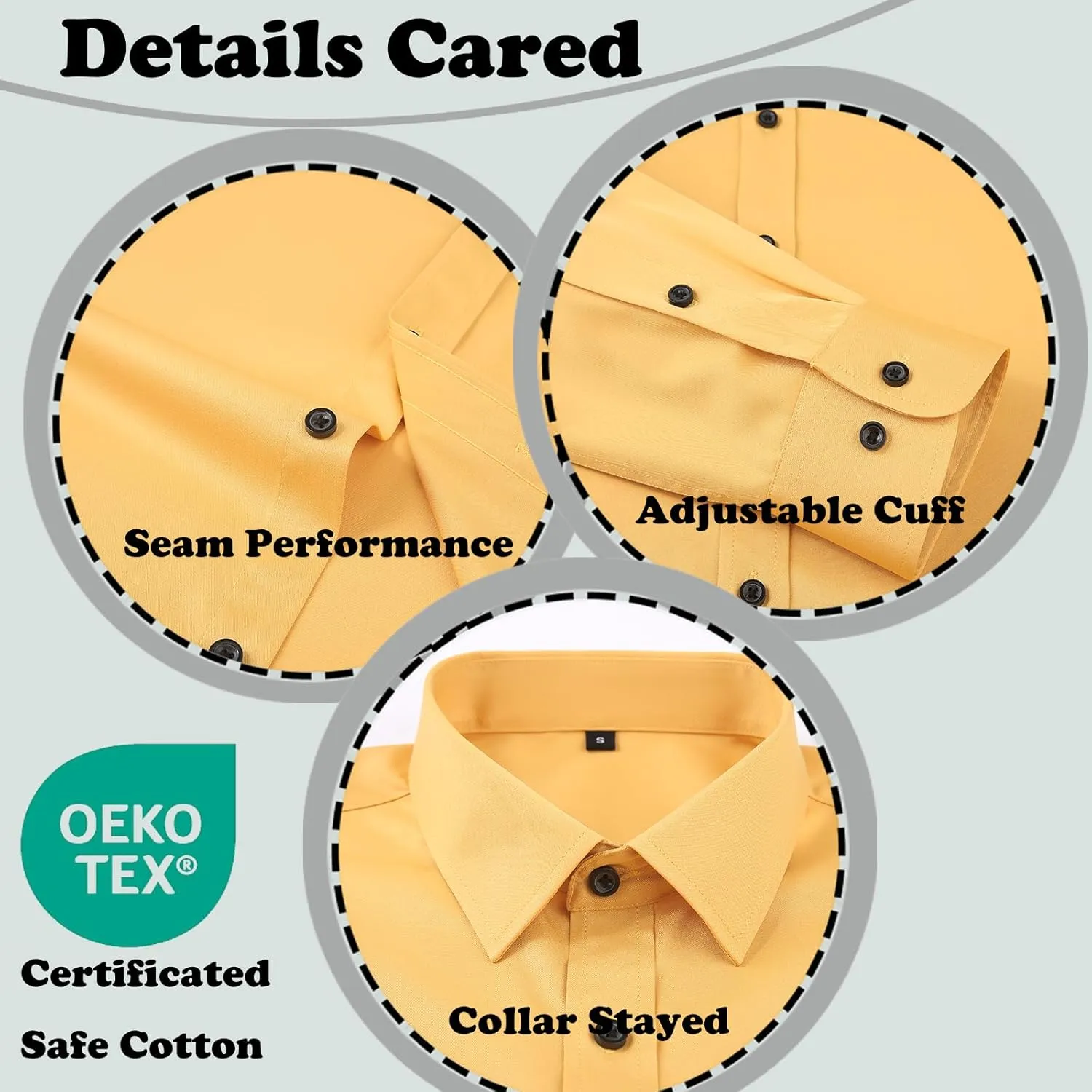 Mens Stretch Button Down Shirt Regular Fit Casual and Business Wrinkle-Resistant Dress Shirts for Men