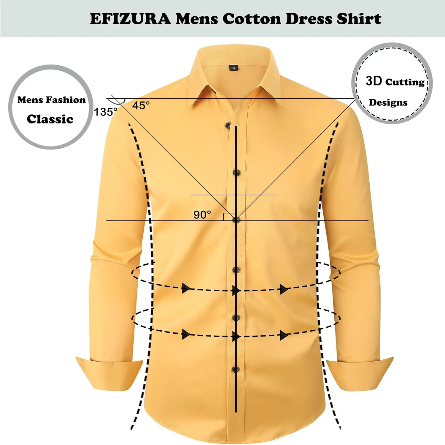 Mens Stretch Button Down Shirt Regular Fit Casual and Business Wrinkle-Resistant Dress Shirts for Men