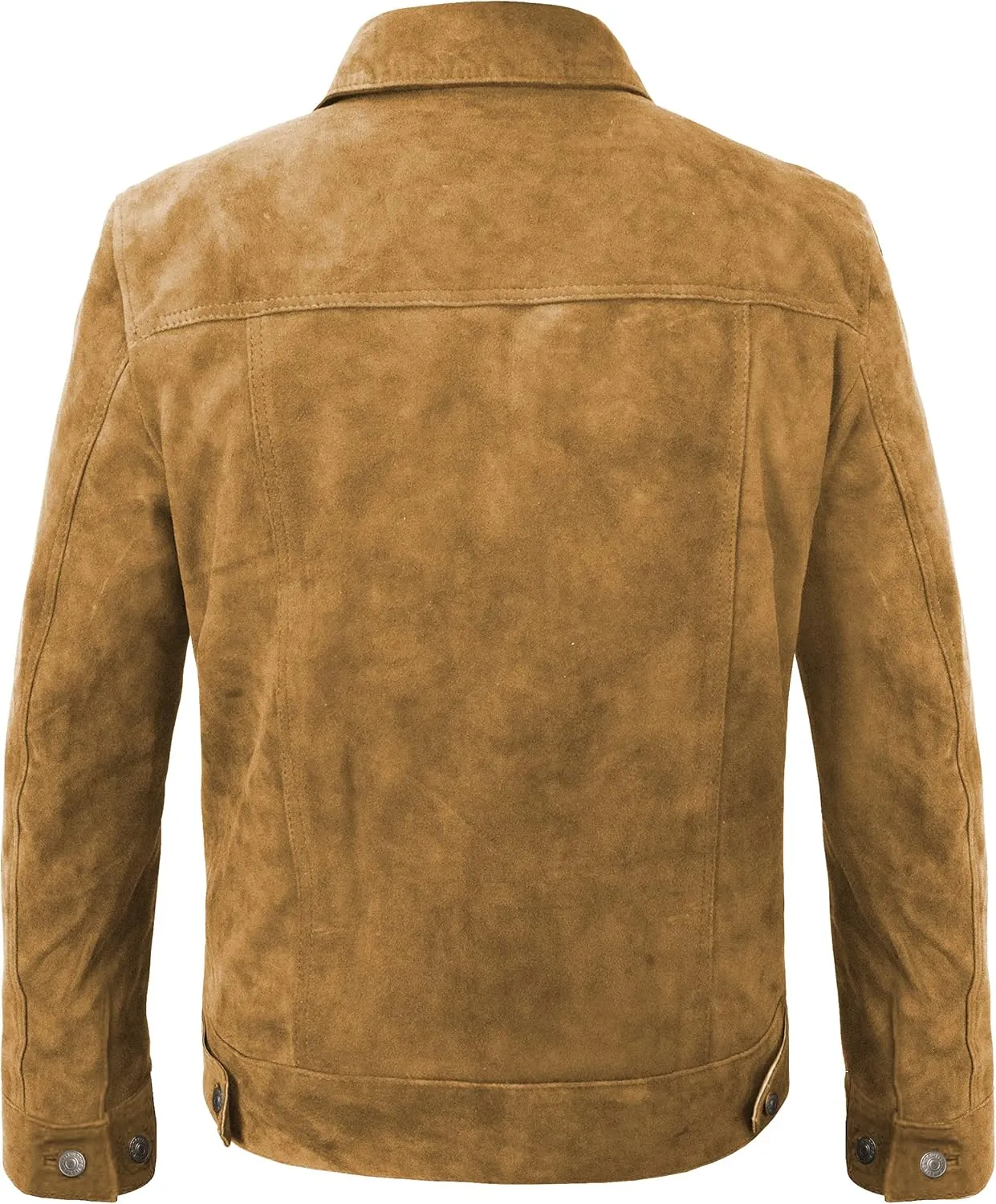 Mens Suede Leather Brown Trucker Jacket - Mens Western Cowboy Jacket Suede Leather Jacket for Men
