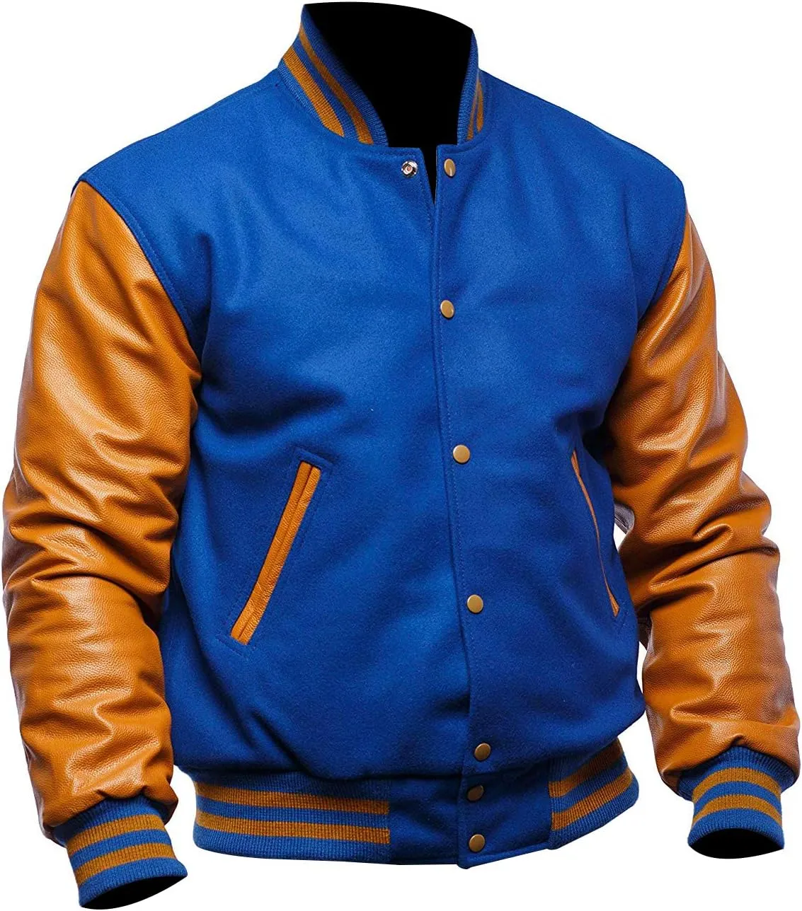 Men's Varsity Letterman Jacket - High School College Baseball Bomber Jacket Wool   Faux Leather Jacket Men
