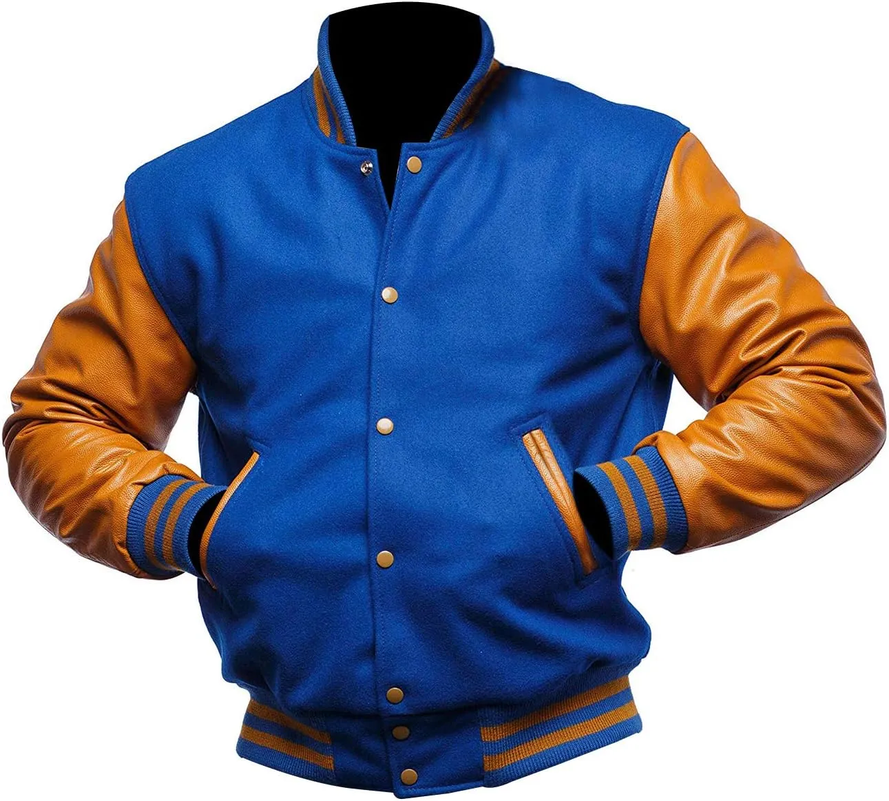 Men's Varsity Letterman Jacket - High School College Baseball Bomber Jacket Wool   Faux Leather Jacket Men