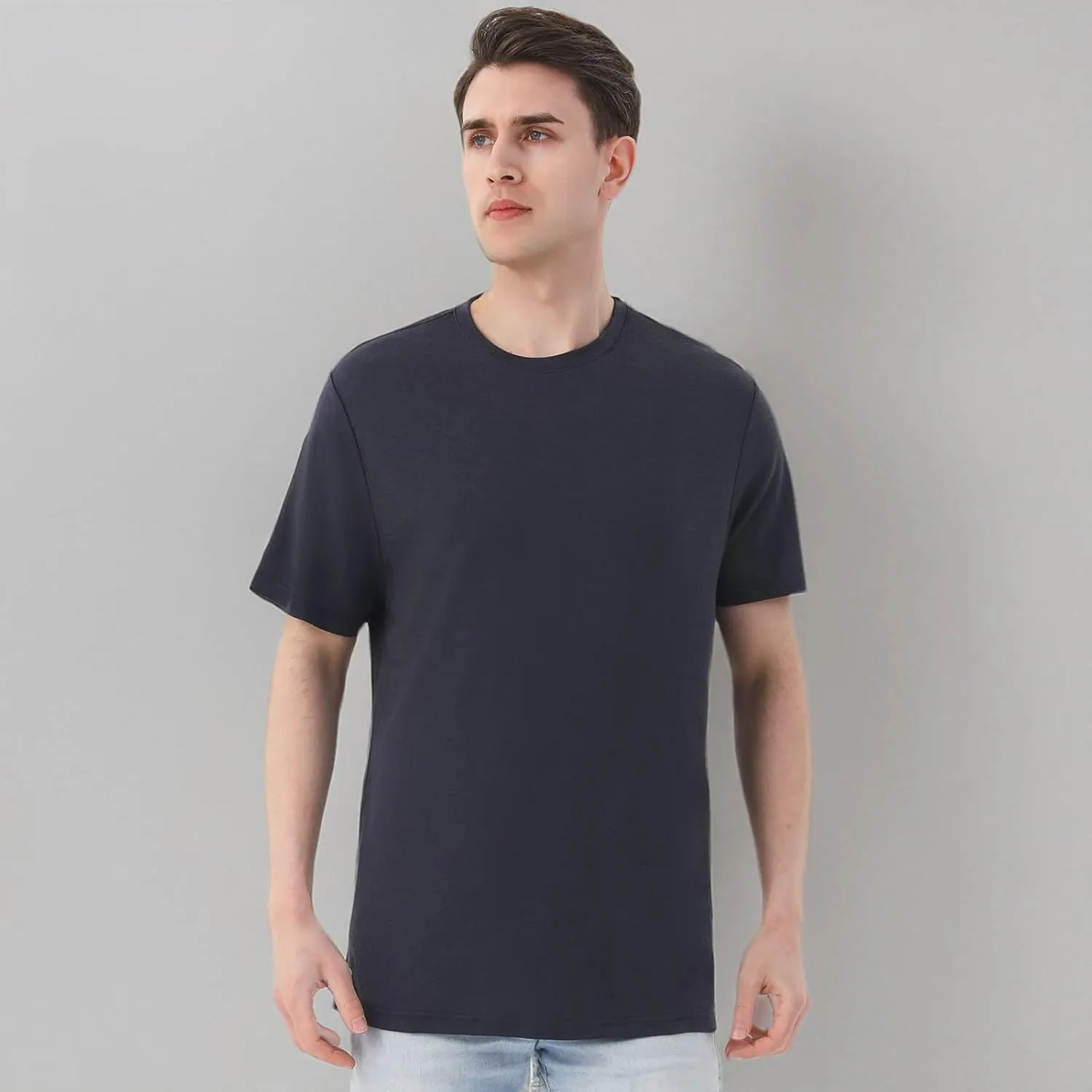 Merino Protect 100% Merino Wool T-Shirt for Men Short Sleeve Slim Fit Undershirt Soft Lightweight Tee Shirt for Travel Hiking