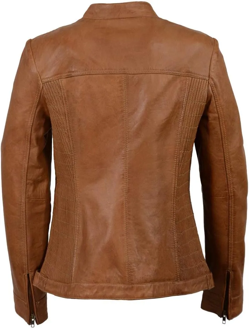 Milwaukee Leather SFL2855 Women's Black Zip Front Fashion Leather Jacket with Side Stretch Fitting