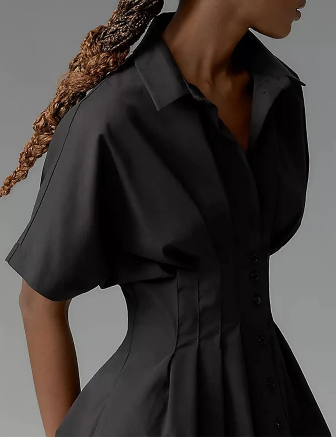 MISSACTIVER Women Pleated Button Down Shirt Dress Short Sleeve Striped Corset Mini Dresses Casual Summer Short Dress