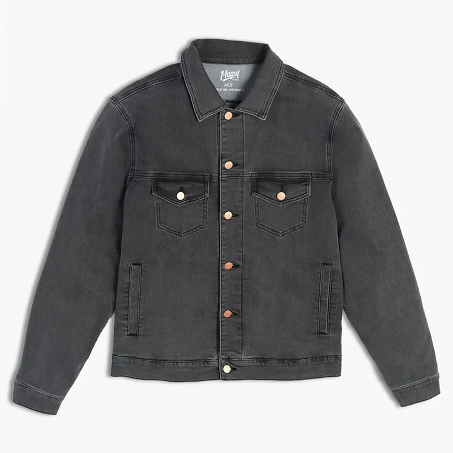 Mugsy Mens Denim Jacket, Classic Fit, Stretch Denim Jacket for Men, Comfortable, Flexible Outerwear, True to Size