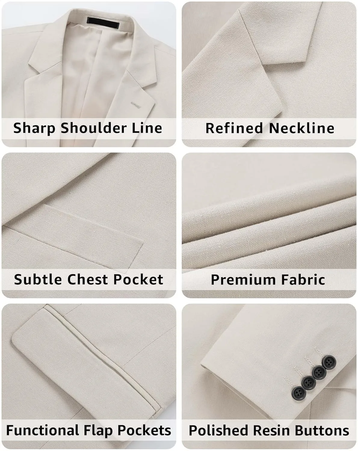 MY'S Men's 2 Piece Regular Fit Linen Suit Set, One Button Lightweight Jacket Pants for Business, Casual, or Prom
