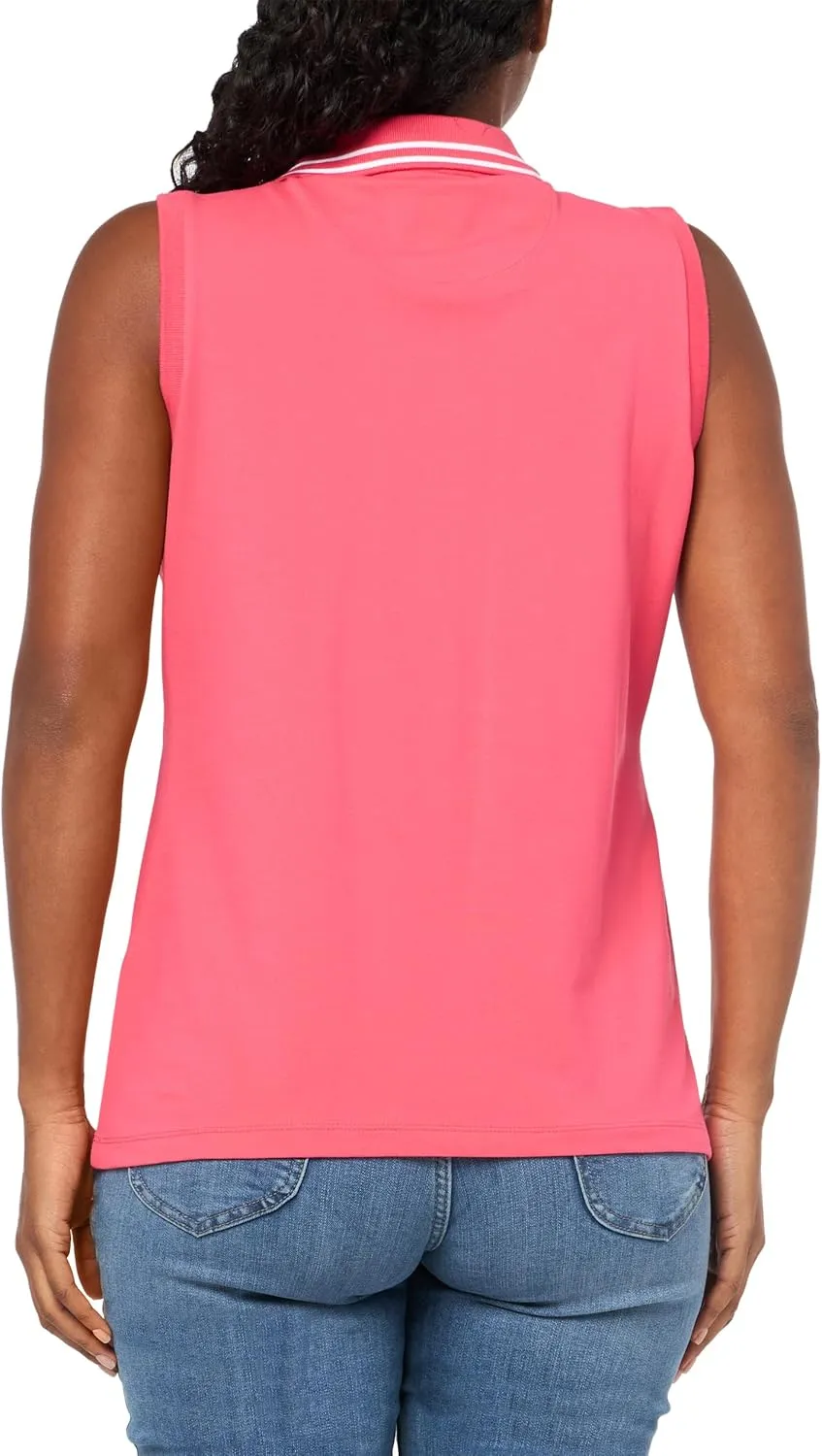 Nautica Women's Solid Sleeveless Johnny Collar Polo Shirt