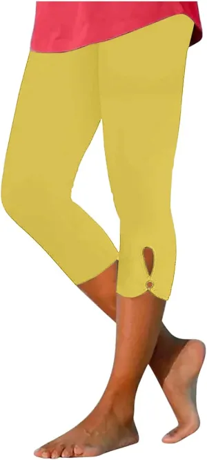New Leggings for Women Lace Capri Leggings Slim Fit Yoga Pants Soft Lace Hem Stretch Crop Tights for Workout Running
