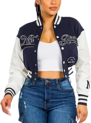 NIFTRIRY Leather Jacket Women Letterman Bomber Jacket Women Y2K Lightweight Jacket Fall Fashion