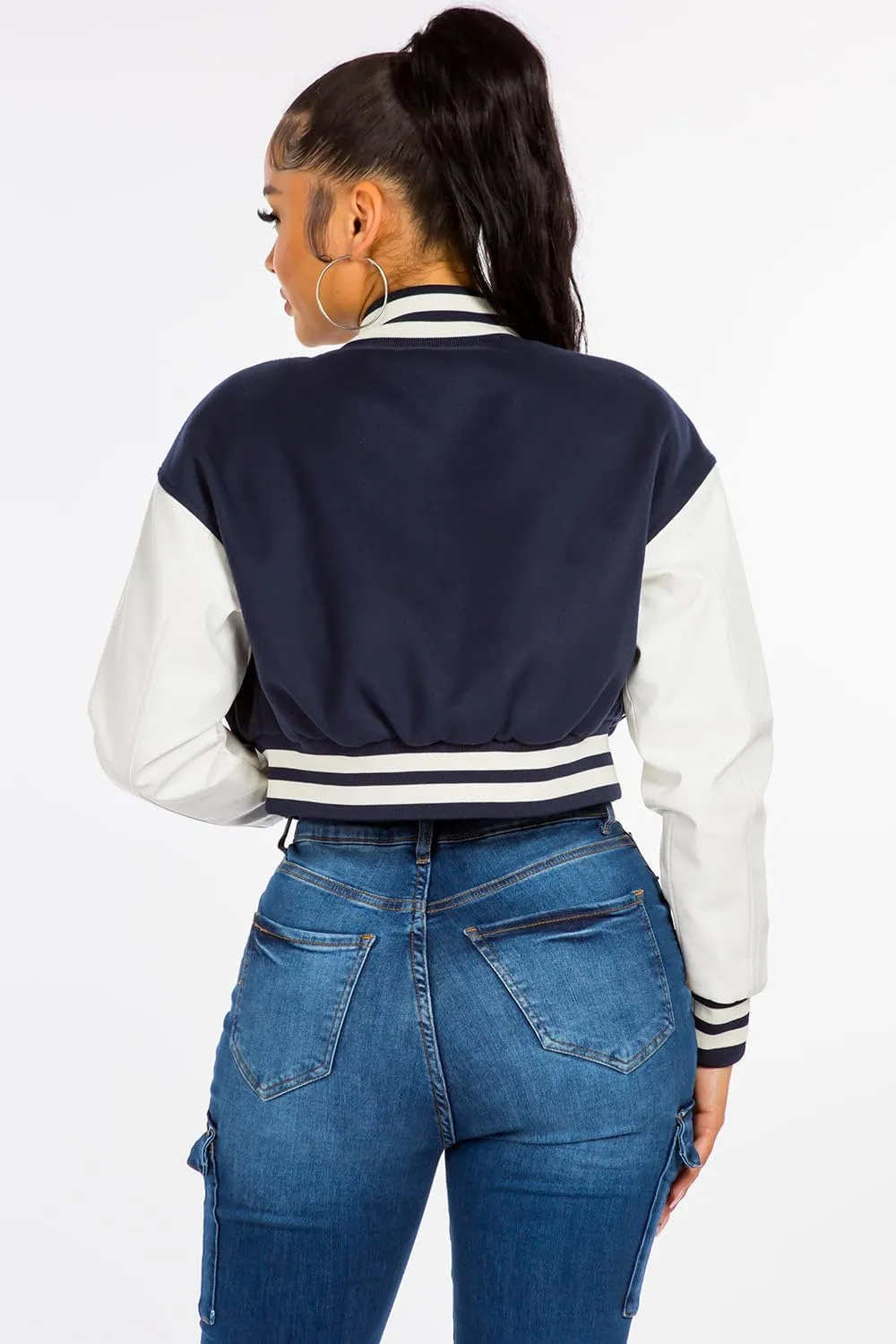 NIFTRIRY Leather Jacket Women Letterman Bomber Jacket Women Y2K Lightweight Jacket Fall Fashion