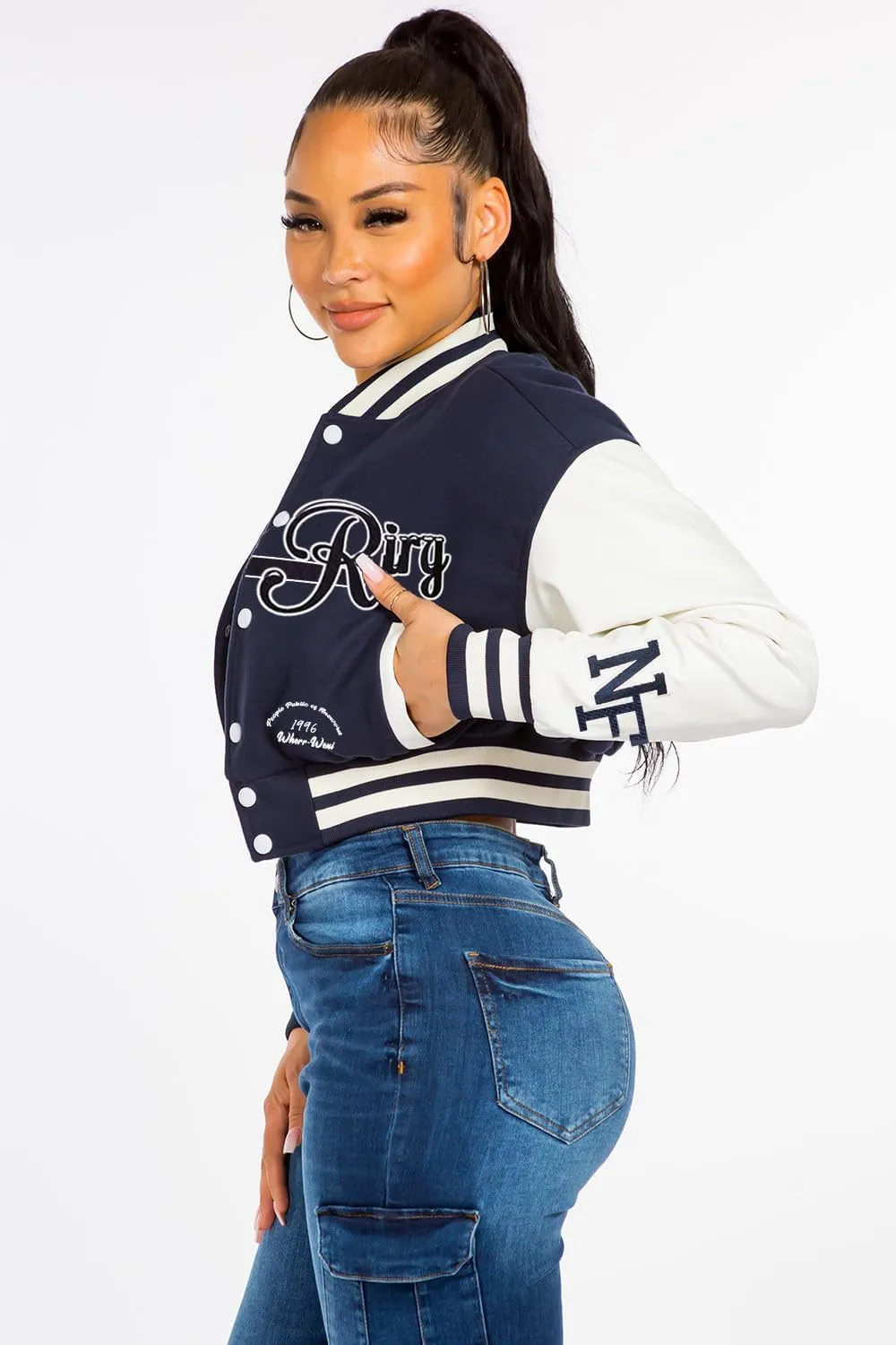 NIFTRIRY Leather Jacket Women Letterman Bomber Jacket Women Y2K Lightweight Jacket Fall Fashion
