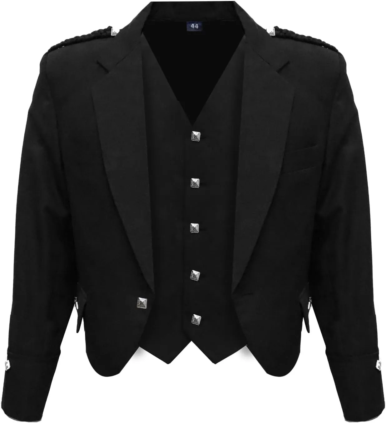 Octal - Scottish Argyll Kilt Jacket with Vest 15 Oz Finest Barathea Wool Fabric with 5 Button Vest Gauntlet Style Cuffs