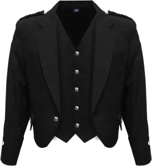 Octal - Scottish Argyll Kilt Jacket with Vest 15 Oz Finest Barathea Wool Fabric with 5 Button Vest Gauntlet Style Cuffs