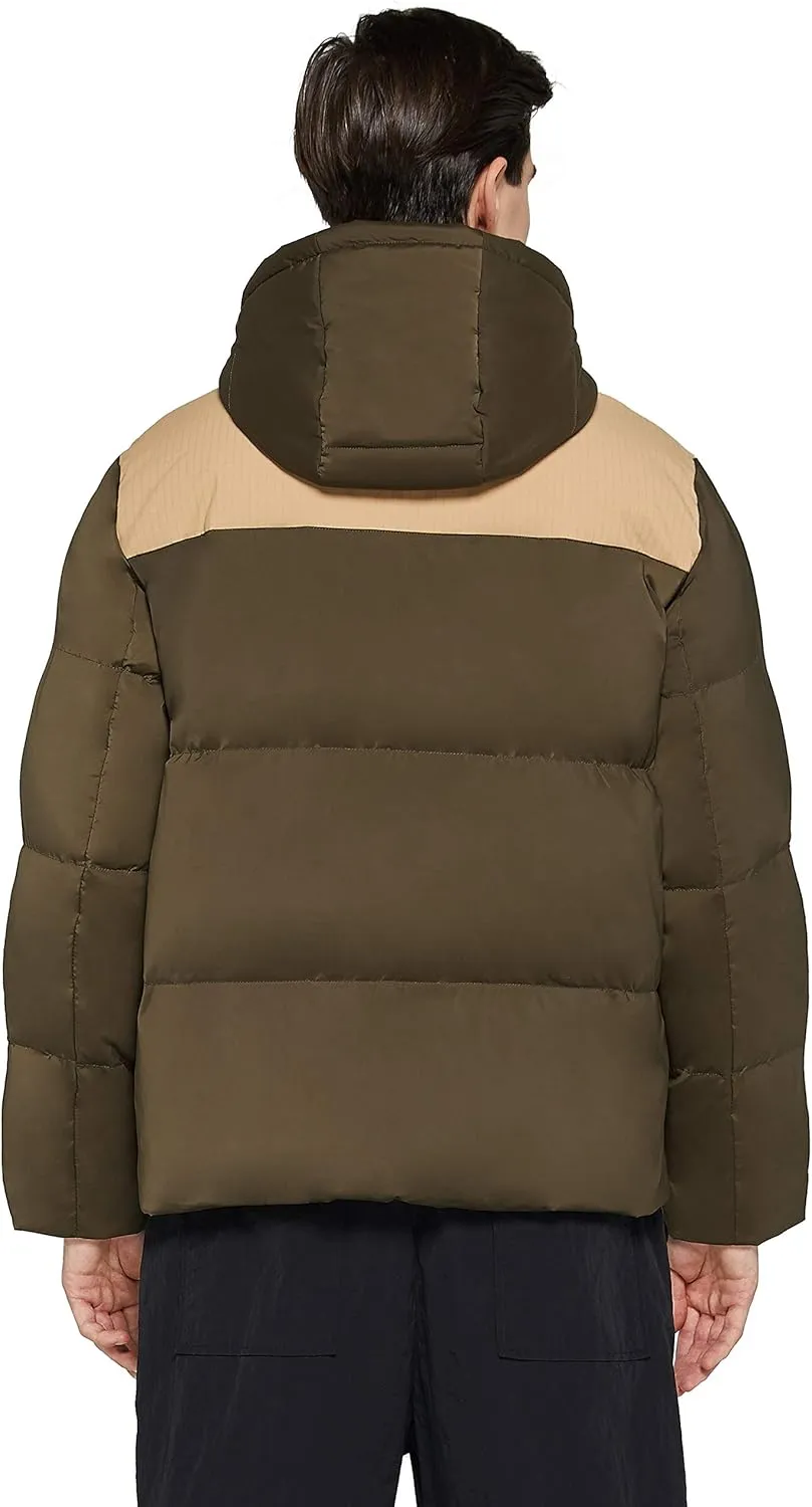 Orolay Windproof Down Jacket Men Hooded Winter Color Block Coat with Pockets