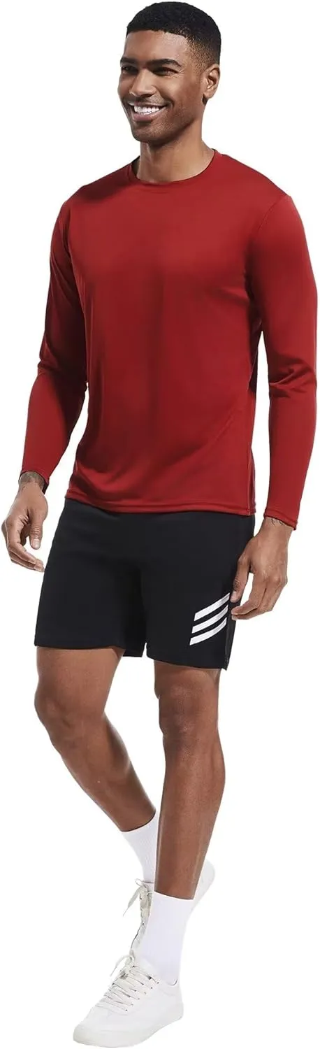 OYGSieg 6 Pack Long Sleeve Shirts for Men Moisture Wicking UPF SPF Sun Protection Tee Shirts Workout T Shirts Casual
