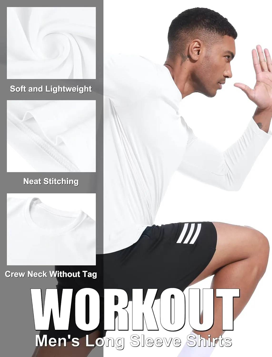 OYGSieg 6 Pack Long Sleeve Shirts for Men Moisture Wicking UPF SPF Sun Protection Tee Shirts Workout T Shirts Casual