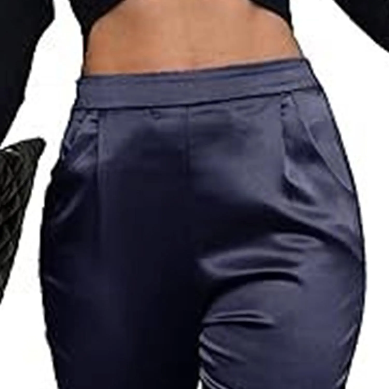Pants for Women Satin Dress Casual Pleated Pull On High Waist Dressy Pants with Pockets 2025 Summer Trendy Trouser