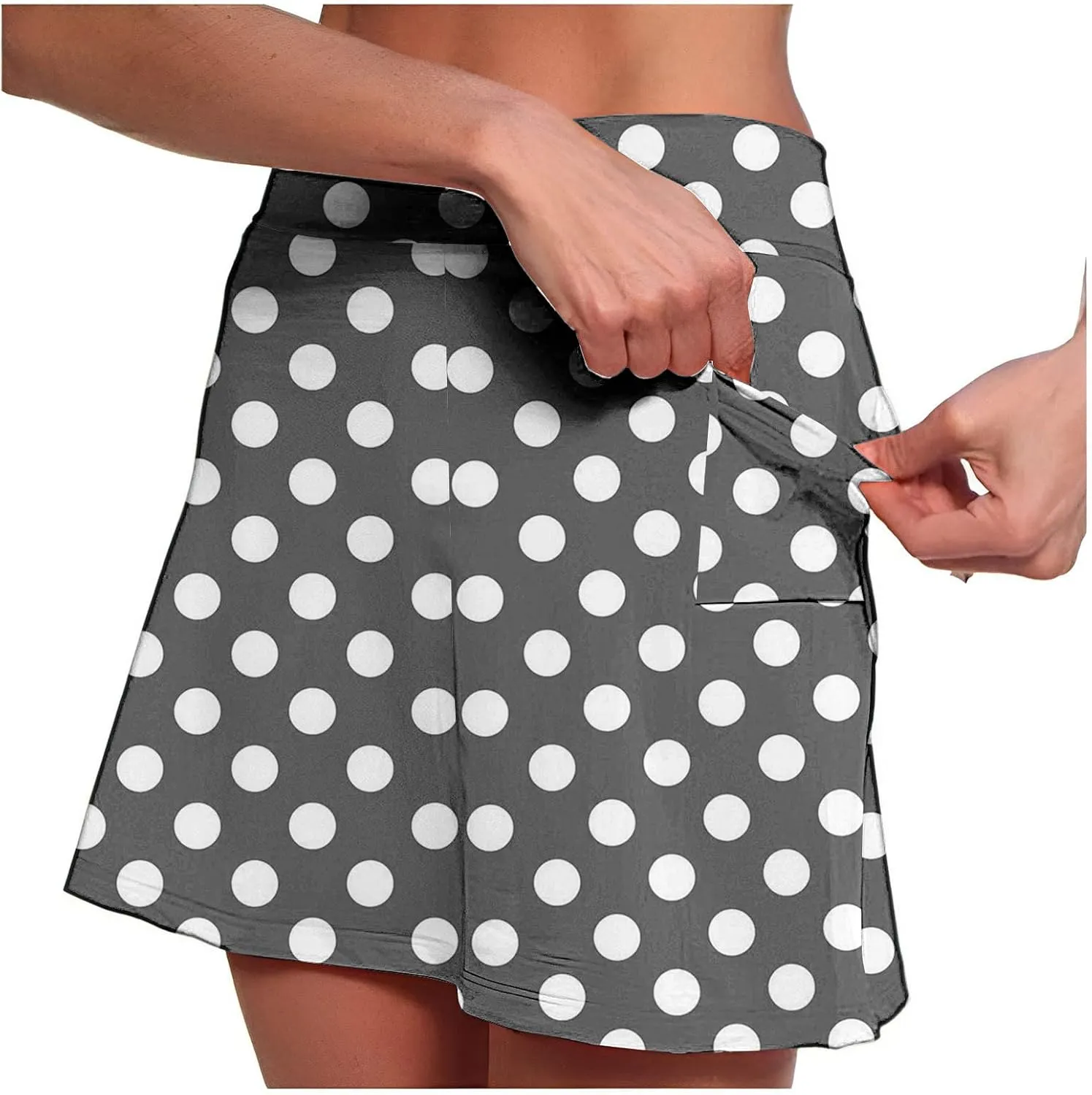 Polka Dots Skorts for Women Plus Size Tummy Control Hight Waisted Tennis Skirts Workout Yoga Shorts with Pockets