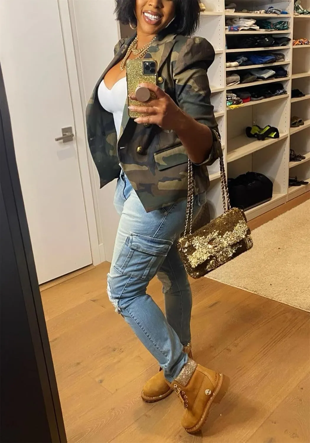 Ptorlio Womens Casual Cropped Camo Jacket Long Sleeve Camouflage Fall Jackets Y2K Coat Outerwear