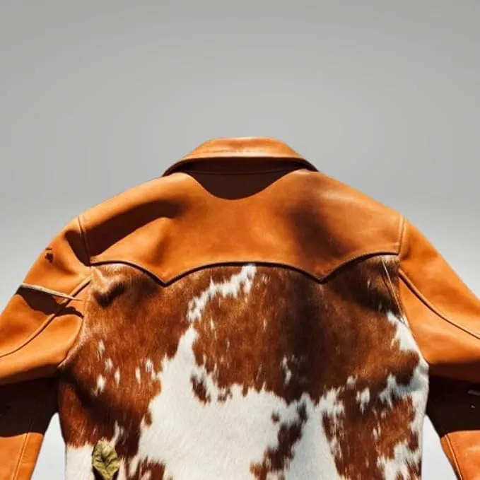 Real Cowhide Jacket Natural Hair-On Leather Finish Pony Skin Coat Animal Print:Cow Print Design Western Style Coat